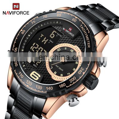 Naviforce NF9199S Men Quartz Watches  Brand Luxury Watch  Chronograph Waterproof 24 Hour LCD Display Luminous Sport Wristwatch