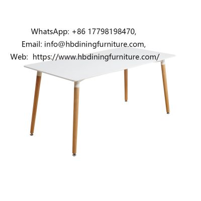MDF Marble Sticker Tabletop Wooden Leg Dining Table
