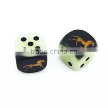 custom fluorescent glowing dice with logo printing