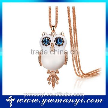 Fashionable design trendy jewelry opal owl pendant charm necklace P0005