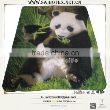 polyester fleece softextile panda blanket
