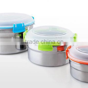 round shape stainless steel stackable food container to keep food fresh