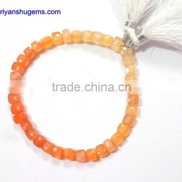 Peach Moonstone Hand made 6-15 mm Faceted Box shape, 7" Strand length 100% Natural gemstones