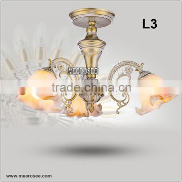 Flower Glass Chandelier Light Fixture E14 Candle Light Floral Wrought Iron Chandelier Lamp for Ceiling