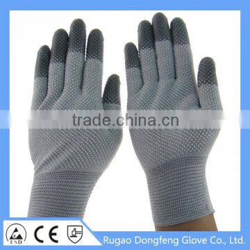High Quality Knitted Carbon Fiber PVC Dotted Palm Antistatic Gloves