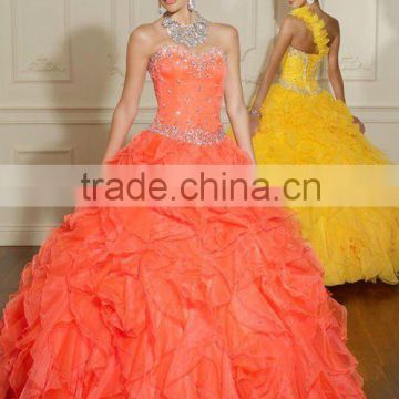 2012 New Designer Gorgeous Luxury Orange Net Puff Quinceanera Dress Prom Gown MLQ-287