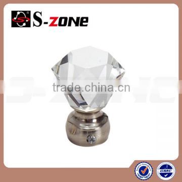 Diamond crystal glass copper curtain rod finial for China Supply