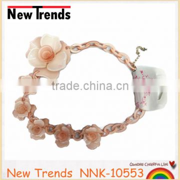 2016 spring multi chunky flower cellulose acetate necklace