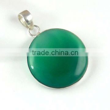 925 Silver green onyx cabochon Gemstone Pendant