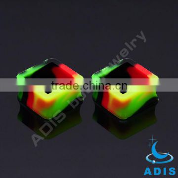 silicon colorful square shape ear plugs tunnel jewelry