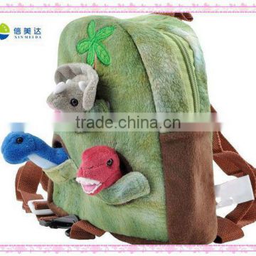 Funny plush animal shaped backpack with dinosaur