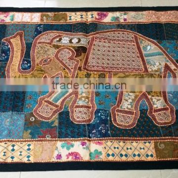 Handmade Multi color vintage Indian elephant tapestry table runner