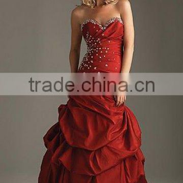 Style RZ-ed063 sweetheart beaded taffeta mermaid sexy red prom dress