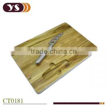 Acacia wood cheese board with s.s cheese knife set