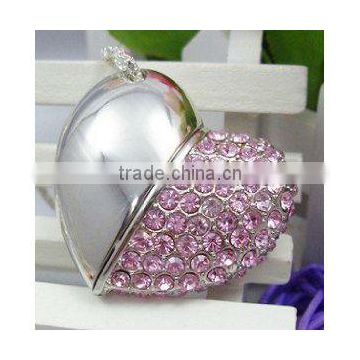 Crystal Diamond Heart Shape Jewelry USB Flash Drive with Necklace,usb flash drive price