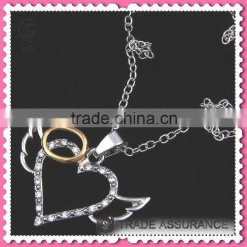Heart crystal pendant fashion necklace, imitate silver chain necklace jewelry