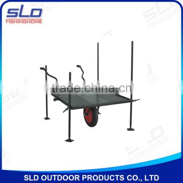 fishing tackle carriers Platform with single wheel with adjustable leg
