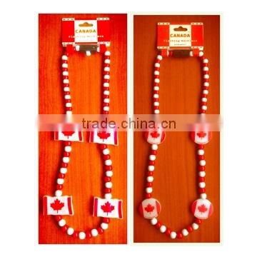 Independence day national flag printing plastic red led lighting up beads party necklace for 4th of july