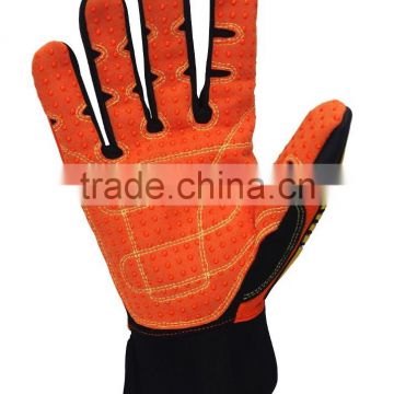 CE 4232 oil and gas western safety gloves, Impact Gloves, PVC Dots Non Slip Synthetic Leather Safety Gloves