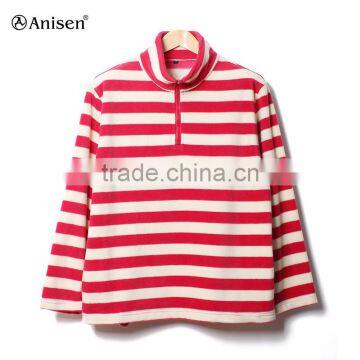 2017 hot sale collar red half zipper plaids fleece ladies shirt