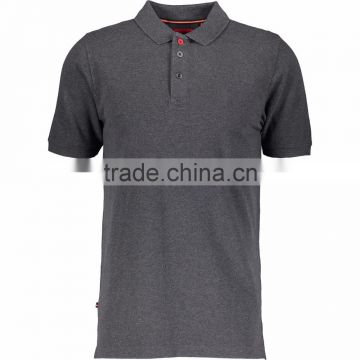 Mens Premium Quality Grey Blank Cotton Polo Shirt with Contrast Buttons