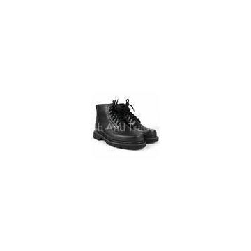 Black Leather Military Ankle Boots With Rubber Sole , 39 - 45 Size