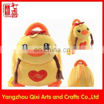 High quality customized design plush yellow duck backpack