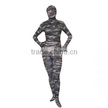 2014 New Arrival Hunter Green Camouflage Lycra Spandex Full Body Zentai Suit HNF007