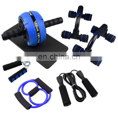 Factory Customized home fitnes equipment combination ab roller kit set wheel abdominal exercise with PVC jump rope Push up Bar