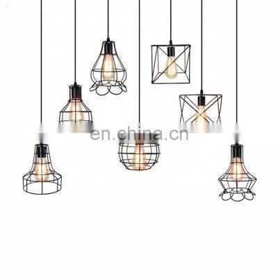 Vintage Nordic Various Shape Black Cage Ceiling Light Chandelier Pendant Lamp