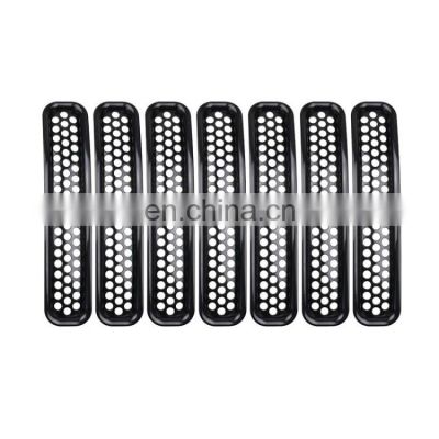 Black Round Hole Mesh Front Door Grill Gate Inserts Kit For Jeep Wrangler TJ & Unlimited 7PCS