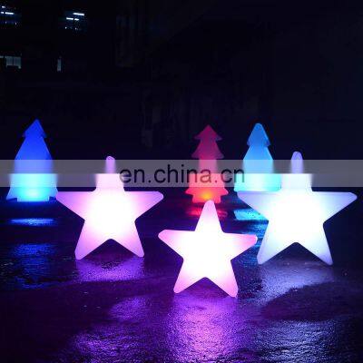 multicolor led Christmas tree light /event wedding rechargeable PE plastic led tree star snow led Christmas decorative lights