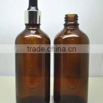 Hotsale 100ml amber glass bottle with alu dropper,essential oil glass dropper bottle