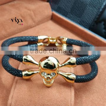 2016 Hot sales fashion handmade steel skull men design bracelet jewelry