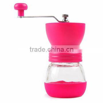 Pink Glass Ceramic Manual Coffee Grinder for Home Use