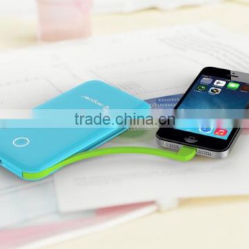 China supplier, 5500mah lithium polymer battery power bank with built in cables