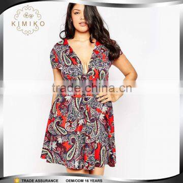 Appparel Deep V Neck Bohemia Plus Size Dresses Made in China