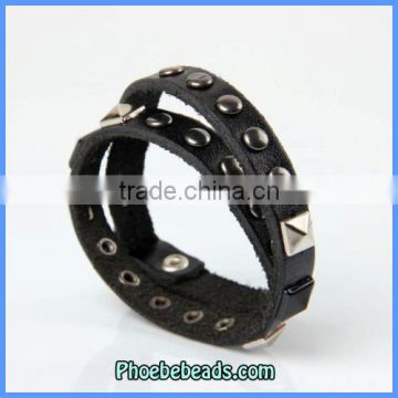 Wholesale Fashion Punk Style Black Wrap Personalized Leather Bracelets LB-HF009