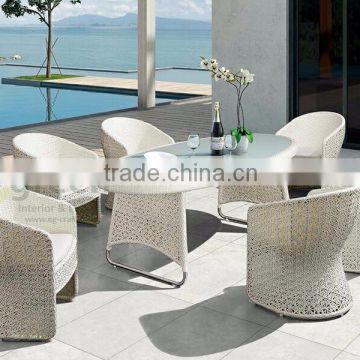 Evergreen Wicker Furniture - White Rattan Coffee Set - Patio Outdoor Furniture