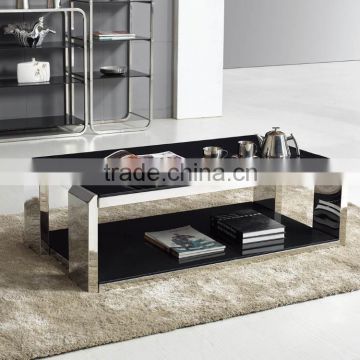 office furniture Hot Sale Modern Glass Coffee Table with Steel Appearance Europe Style Tea Table/PT-T017