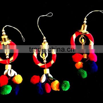 Latest Banjara accessory Indian Trbal boho pom pom beads Key Chain/bag/curtain/dress multi color tassels