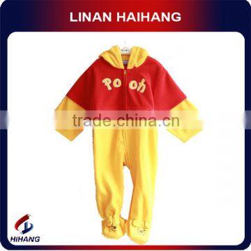 Hot sale fashion weini bear hooded footie long sleeve baby bodysuits