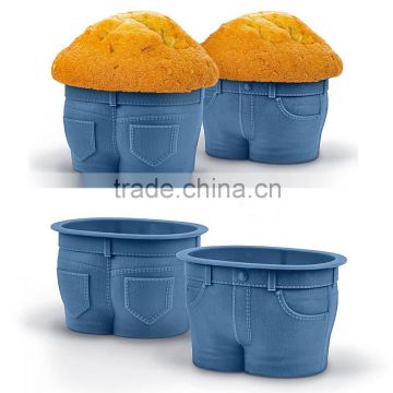 Ready made FDA food grade non stick bpa free jeans disposable silicone cupcake forms