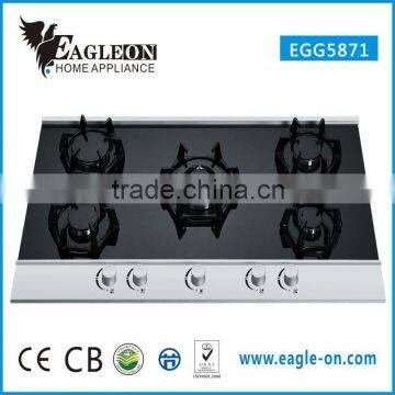 EGG5871 87cm temper glass built-in gas stove/ gas hobs / gas cooktop/ 5 Sabaf burners