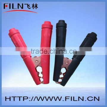 Hot 400a battery clips red black color copper plated insulated
