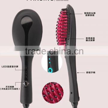 LCD Home Use White Pink Electric Hair Straightener Comb Brush LCD straightening brush comb