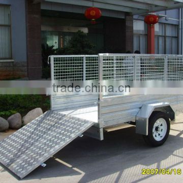 High Quality 7x4ft hot Dipped Galvanized Caged Ramp Box Trailer