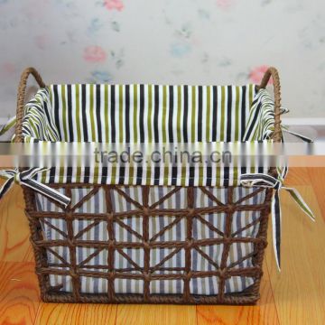 Handmake wooden laundry wicker basket cabinet