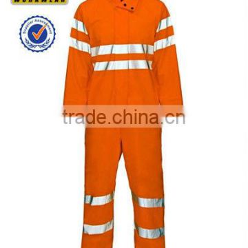orange red safety waterproof hi-vis coverall for men with 300D oxford high visibility reflective tape oem service