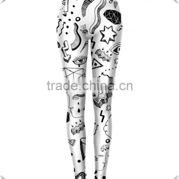 2016 Hot Sale Womens Sublimation Print Leggings Symbols Leggings Stylish Full Sublimated Leggings
